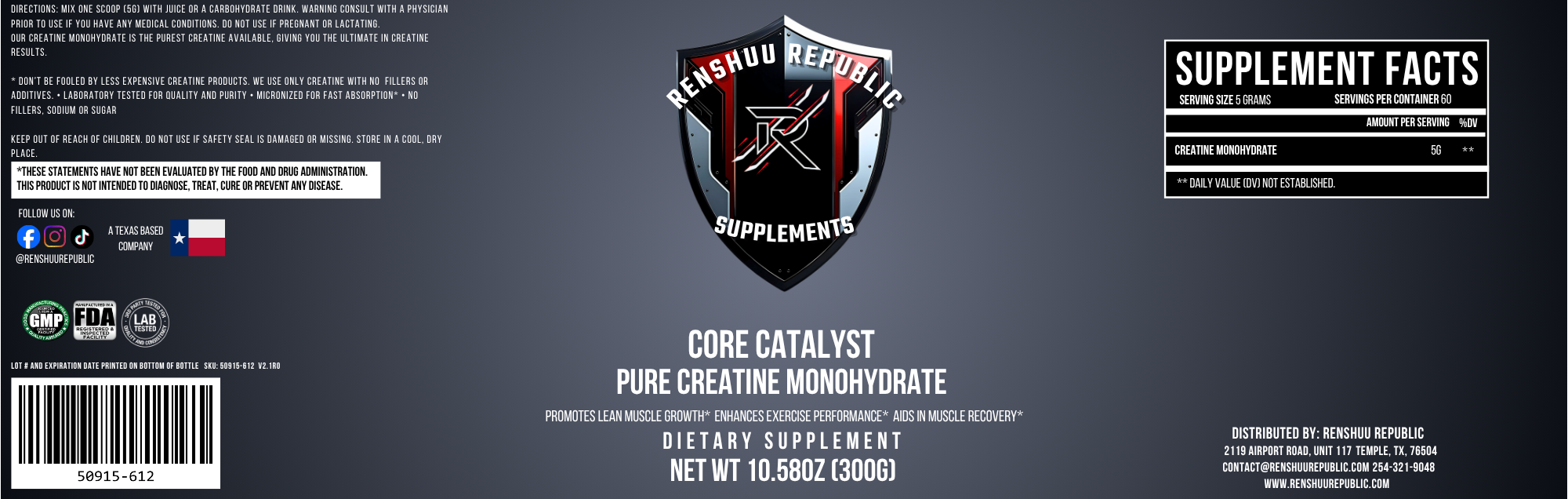 Core Catalyst – Pure Creatine Monohydrate