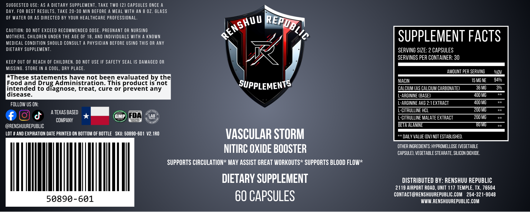 Vascular Storm – Nitric Oxide Booster (Capsules)