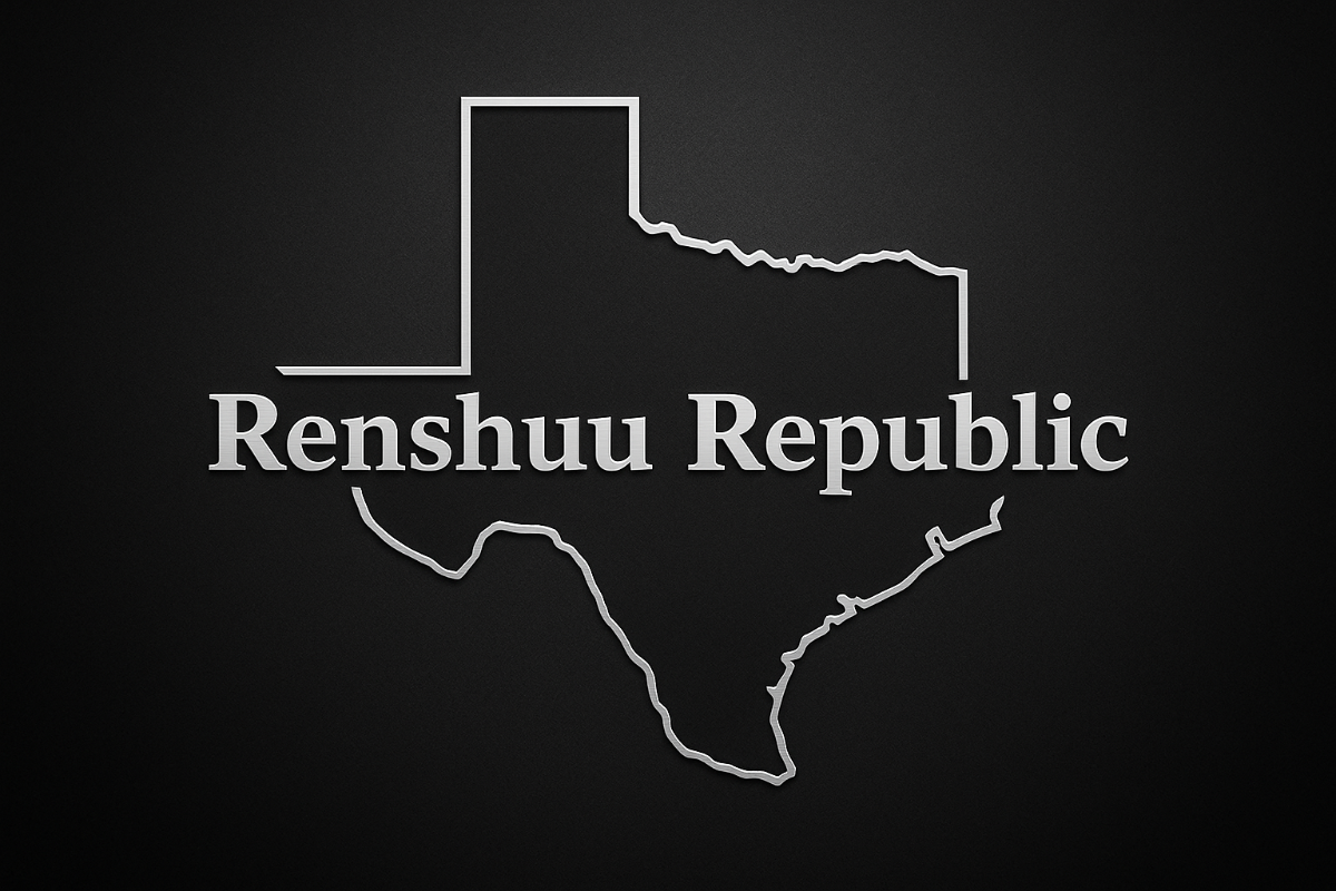 Outline of a state shape with 'Renshuu Republic' text on a black background